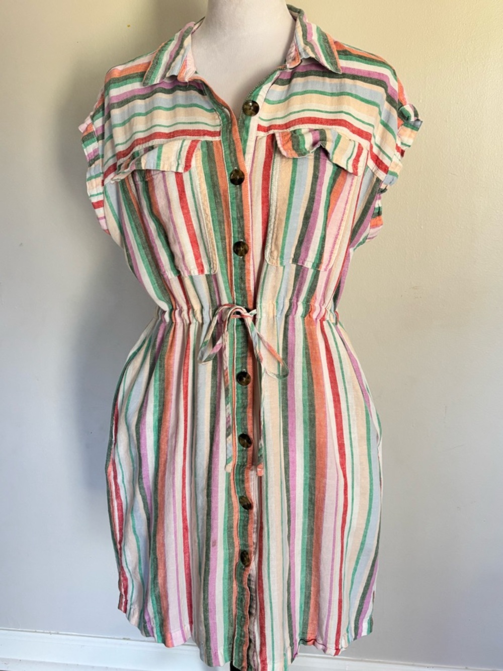 Time & Tru Striped Linen Dress